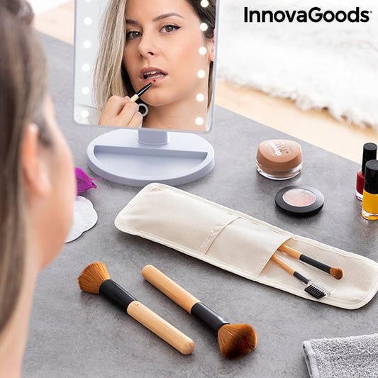 Set de Brochas de Maquillaje de Madera con Funda de Transporte Miset InnovaGoods 5 Piezas