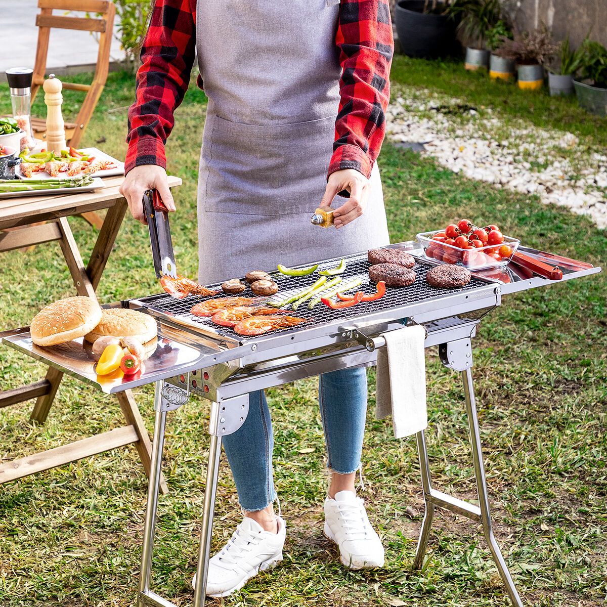 Barbacoa Plegable de Acero Inoxidable para Carbón ExelQ InnovaGoods