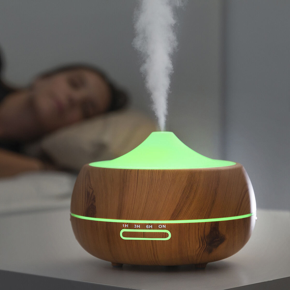 Humidificador Difusor de Aromas LED Wooden-Effect InnovaGoods